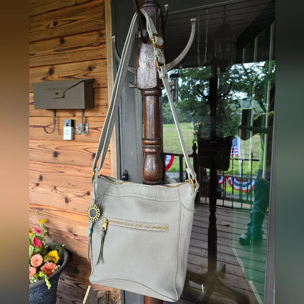 The Sak Collective Tahoe Leather Crossbody Gray Shoulder Bag - Picture 12 of 14